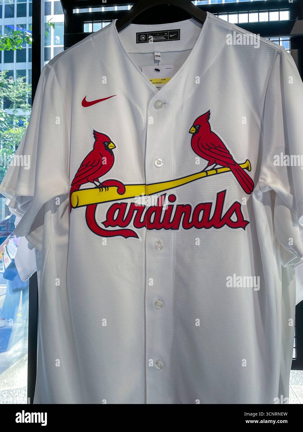 Il flagship store della Major League Baseball nel Rockefeller Center offre articoli sportivi a marchio della squadra, New York City, USA 2025 - Immagine stock catturata con smartphone