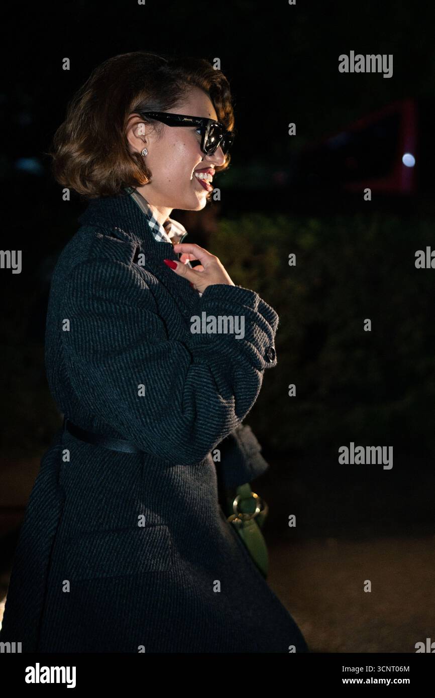 Londra, Regno Unito. 22 settembre 2025. Raye partecipa allo spettacolo Burberry durante la London Fashion Week settembre 2025 ad Hyde Park (foto di Lounis Tiar) credito: Lounisphotography/Alamy Live News Foto Stock