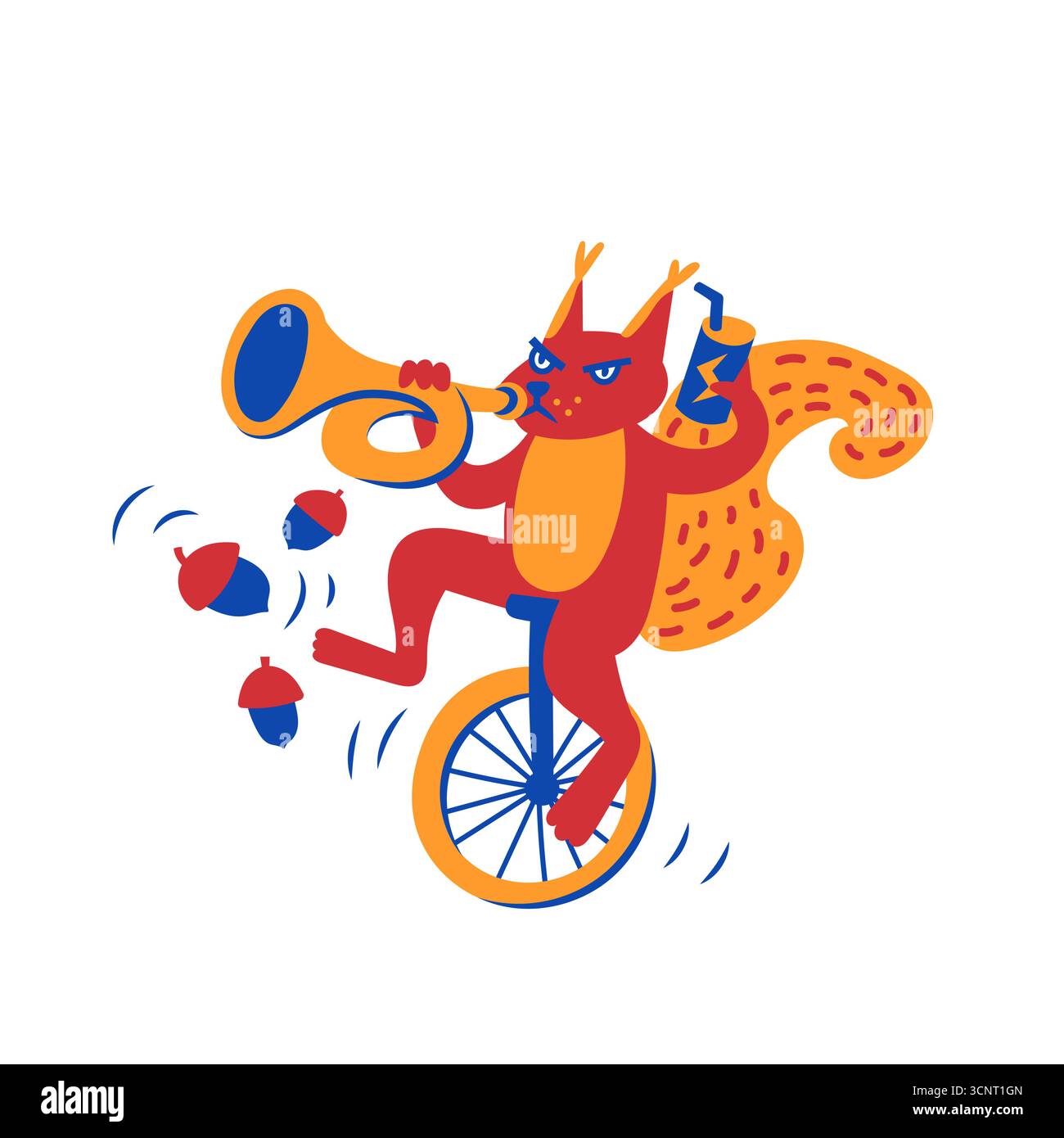 Mangia dormi scoiattolo Ripeti divertente Cartoon Vector Illustrazione Vettoriale