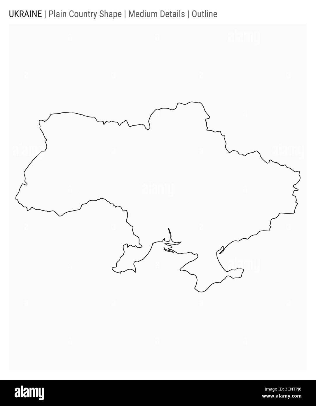 Mappa del paese pianeggiante Ucraina. Dettagli medi. Stile contorno. Forma dell'Ucraina. Illustrazione vettoriale. Illustrazione Vettoriale