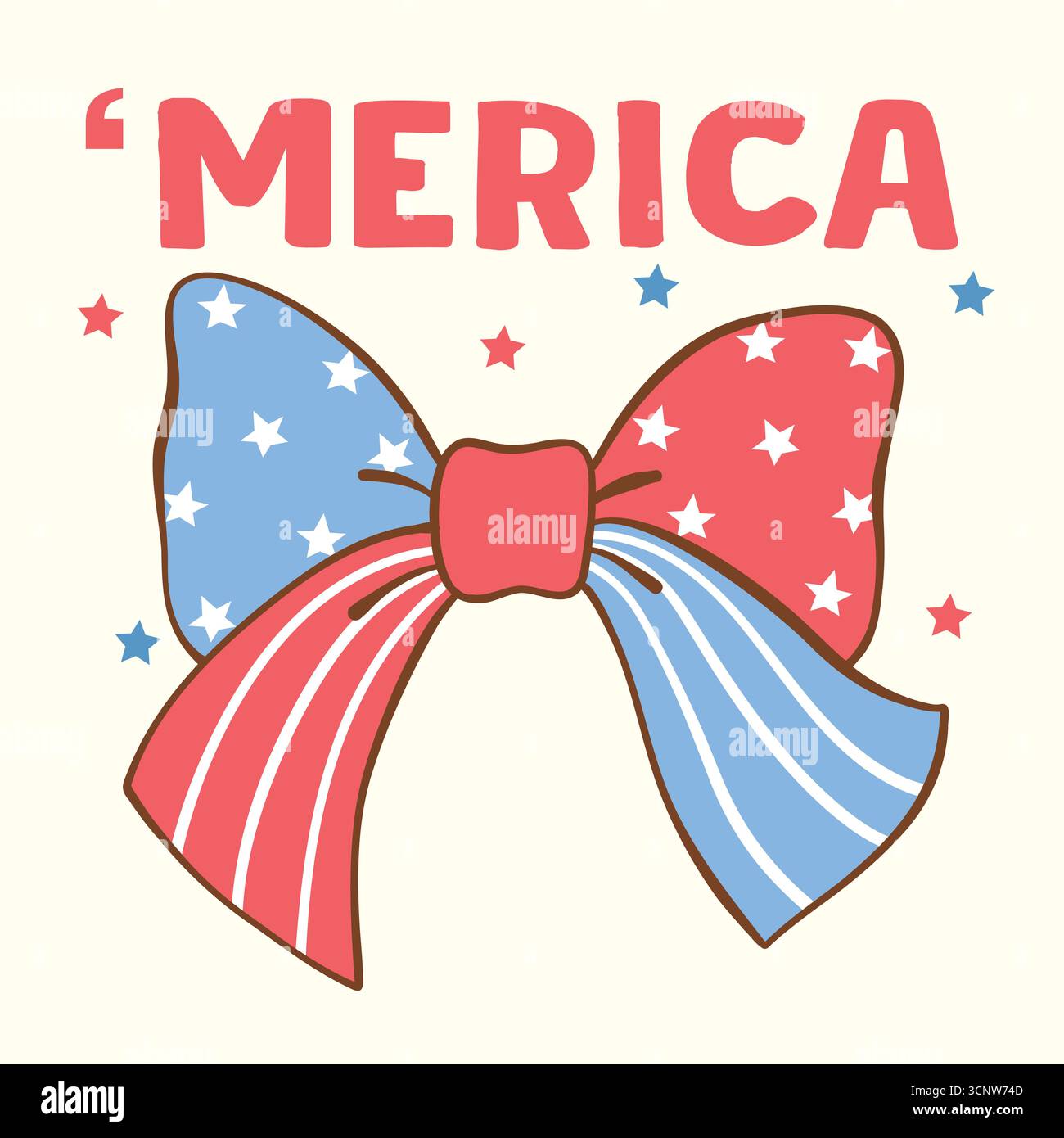 America, 4 luglio T shirt Design con fiocco e bandiera USA Illustrazione Vettoriale