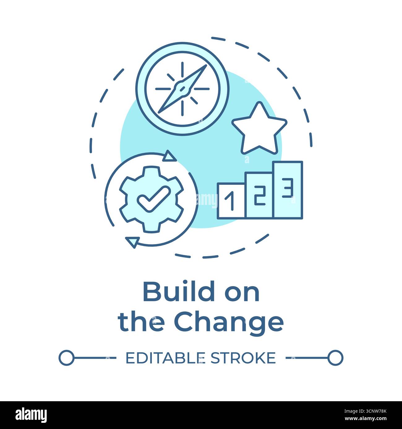 Icona Concept blu "Build On Change" (costruire sul cambiamento) Illustrazione Vettoriale