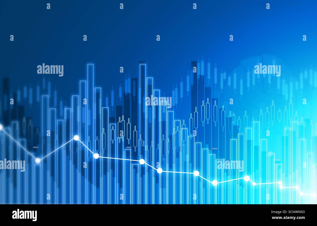 Grafico del mercato azionario finanziario. Illustrazione digitale Foto Stock