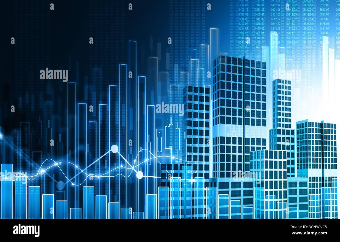 Grafico del mercato azionario finanziario. illustrazione 3d. Foto Stock