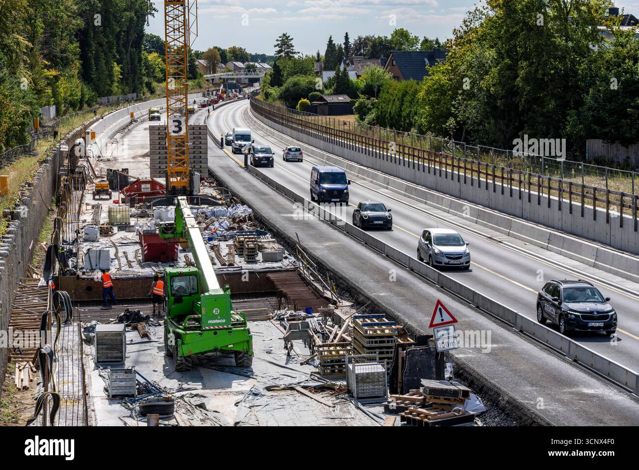 Ricostruzione ed espansione dell'autostrada federale B51 da 2 a 4 corsie, tangenziale sud-est a Münster, tangenziale, costruzione di nuove corsie e rumore b Foto Stock