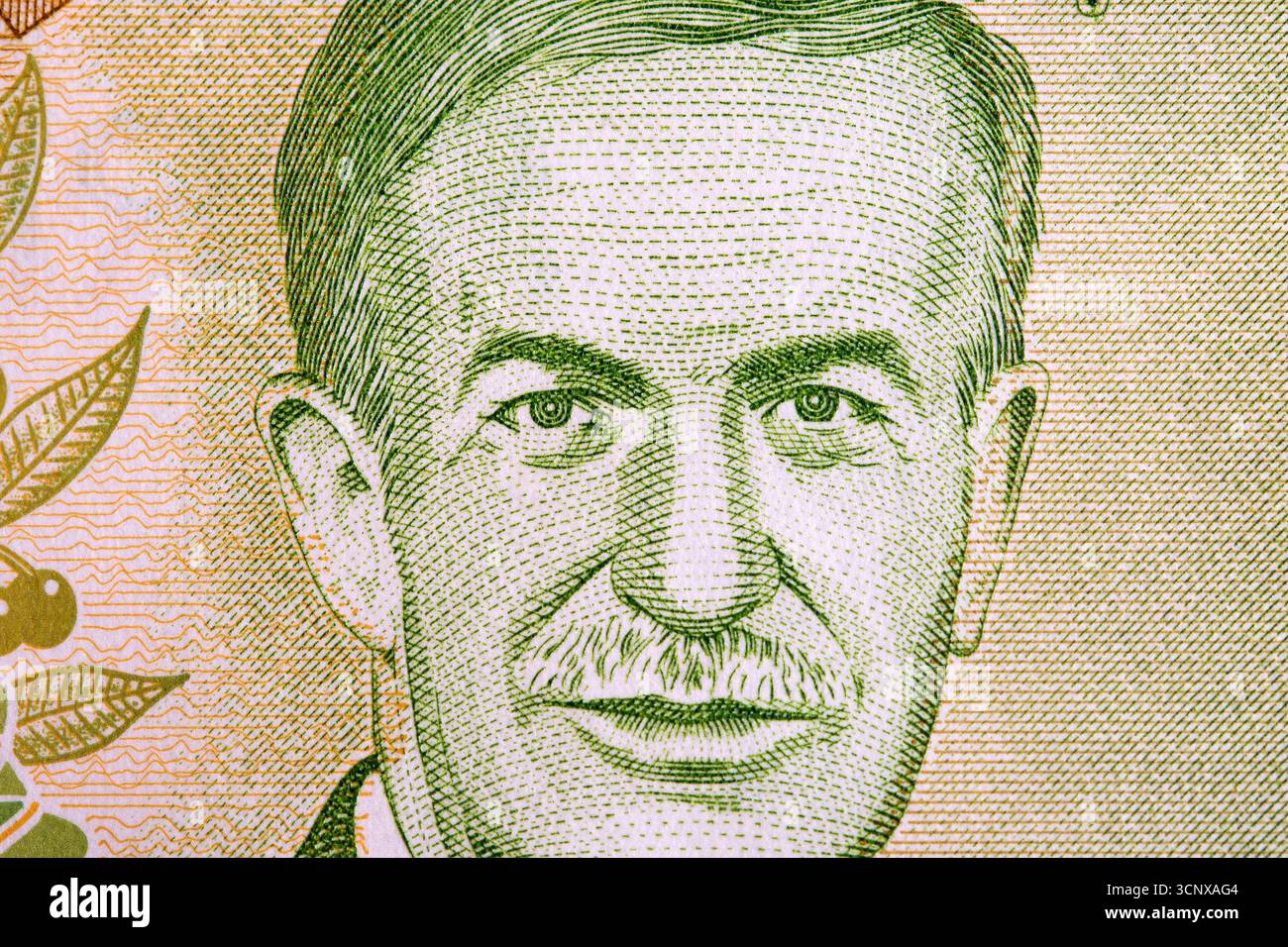 Hafez al-Assad un ritratto di primo piano dal denaro siriano - sterlina Foto Stock