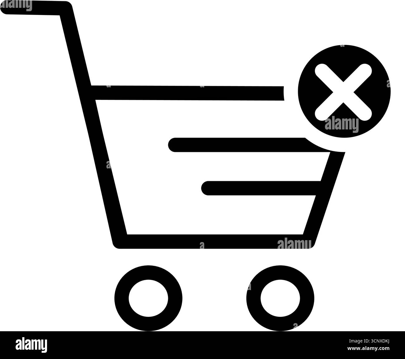 Carrello con l'icona del vettore della linea del segno incrociato Illustrazione Vettoriale