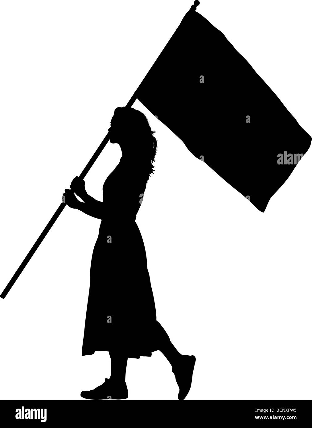 Donna con una silhouette a bandiera ondulata - illustrazione vettoriale Illustrazione Vettoriale