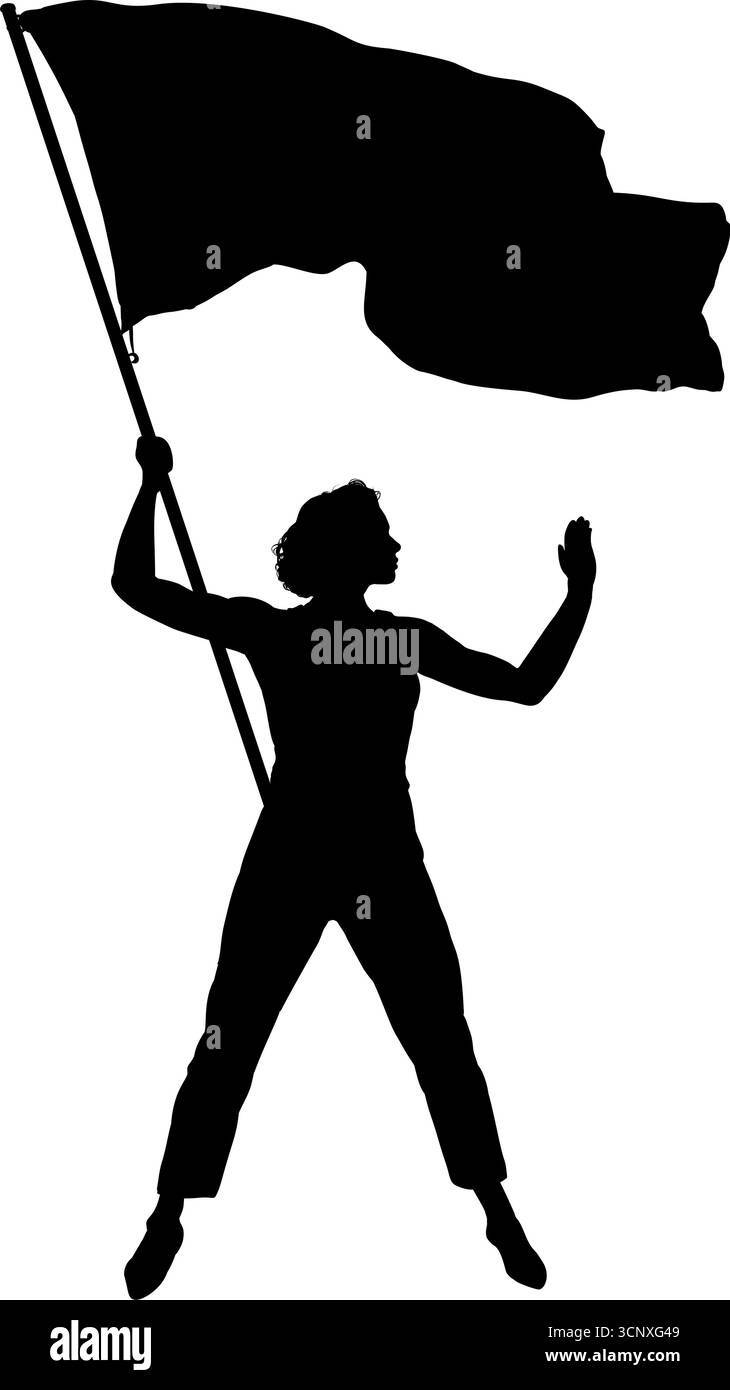 Donna con una silhouette a bandiera ondulata - illustrazione vettoriale Illustrazione Vettoriale