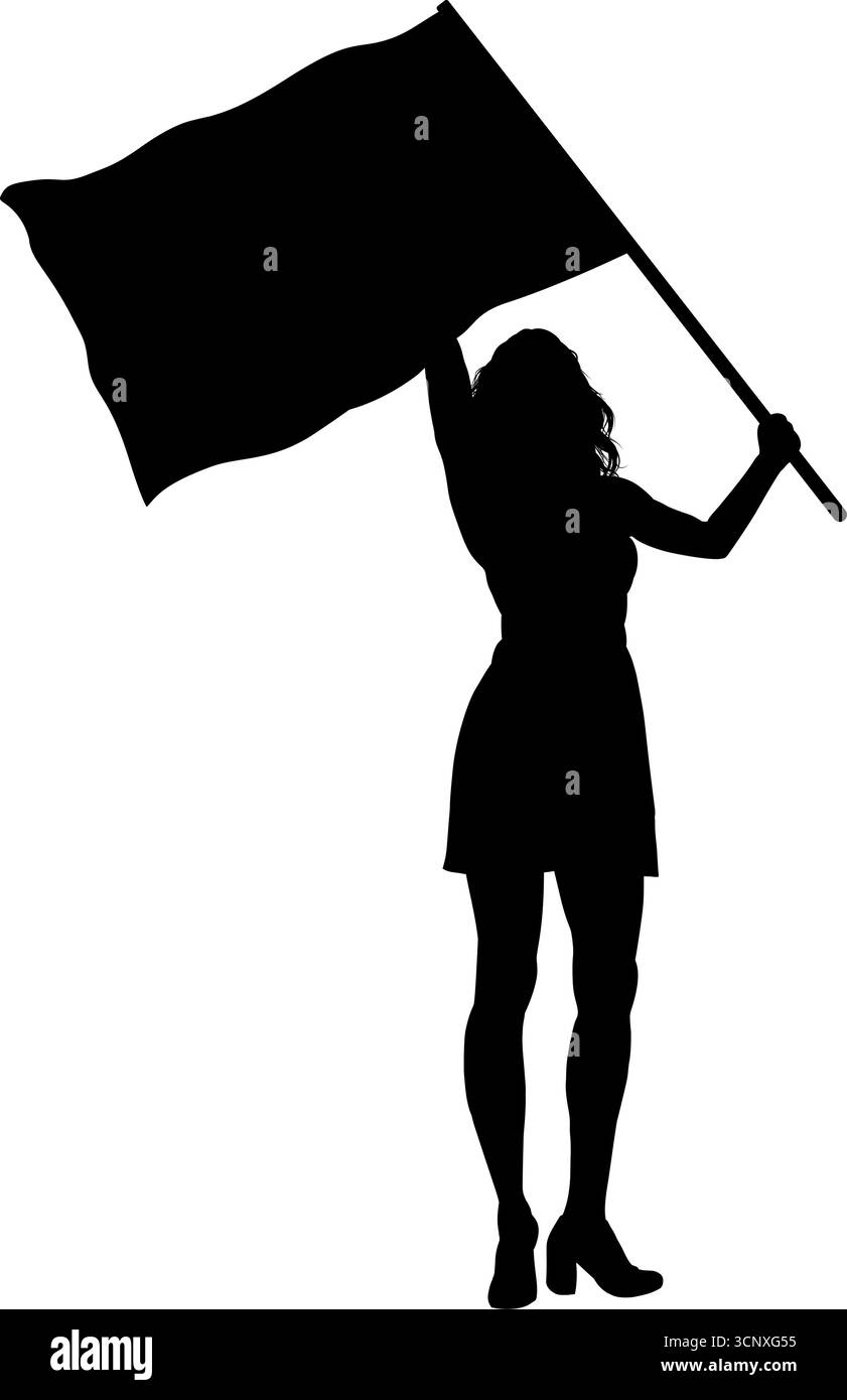 Donna con una silhouette a bandiera ondulata - illustrazione vettoriale Illustrazione Vettoriale