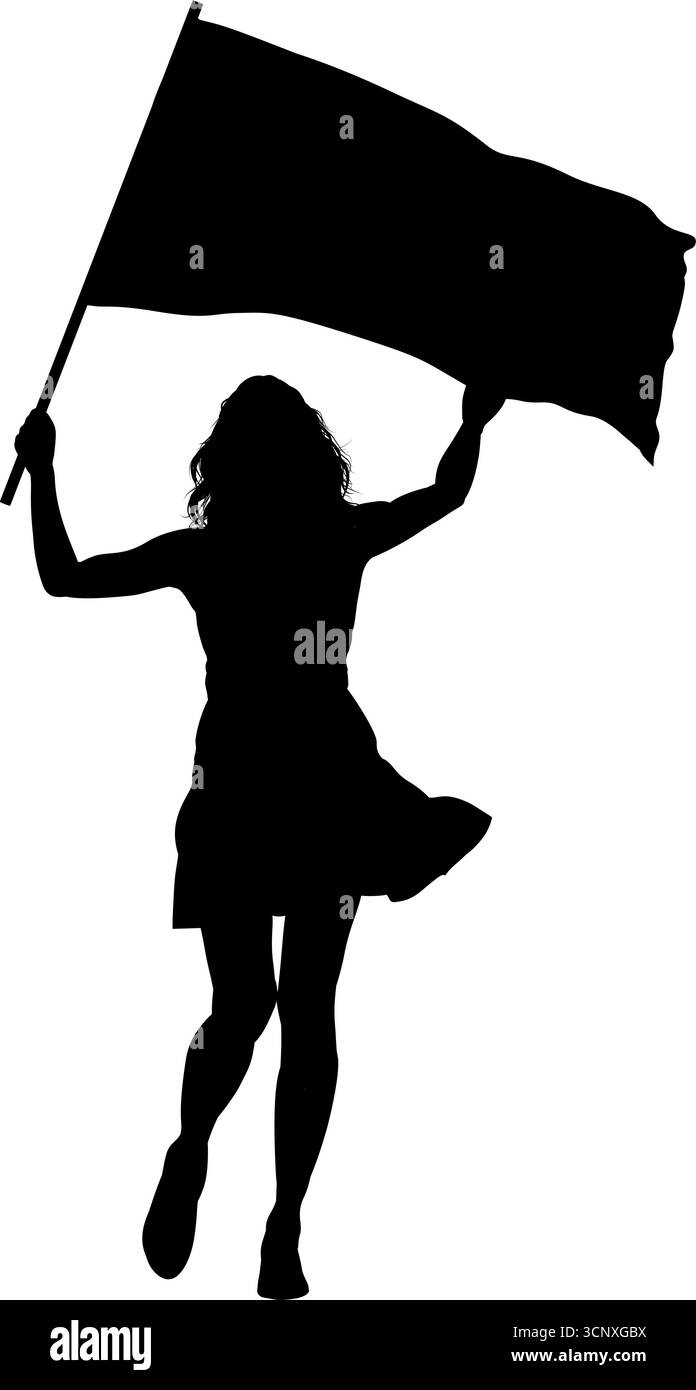 Donna con una silhouette a bandiera ondulata - illustrazione vettoriale Illustrazione Vettoriale