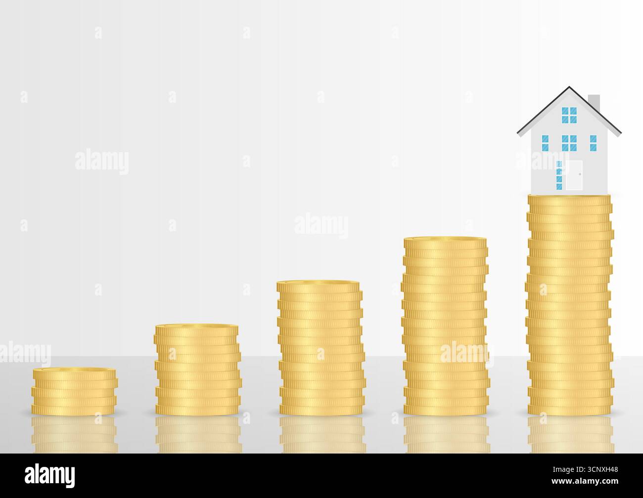 Proprietà immobiliare House. Risparmio per House. Concetto di mutuo o ipotecario. Illustrazione Vettoriale
