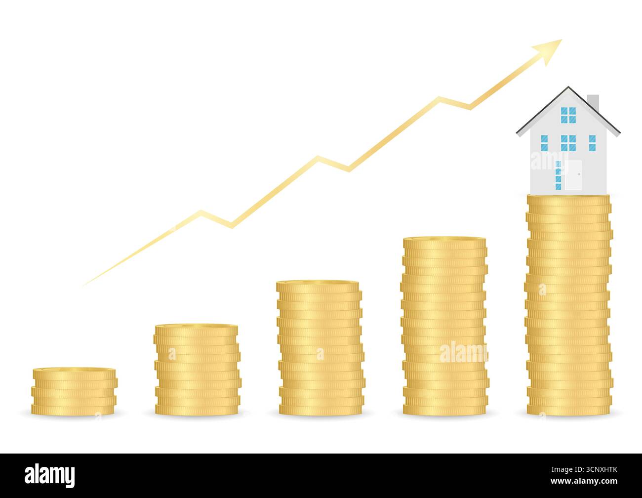 Proprietà immobiliare House. Risparmio per House. Concetto di mutuo o ipotecario. Illustrazione Vettoriale