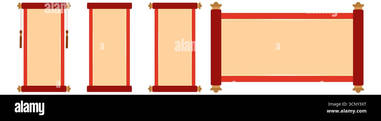 Rotoli cinesi tradizionali per design e decor culturali Illustrazione Vettoriale