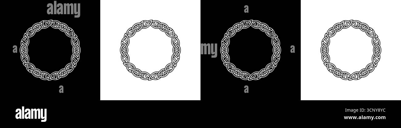 Complesse cornici circolari in stile celtico e vichingo per un design perfetto Illustrazione Vettoriale