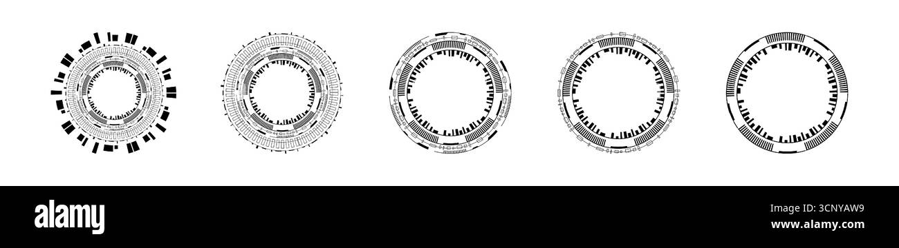 Design futuristico delle cornici circolari per una grafica innovativa Illustrazione Vettoriale