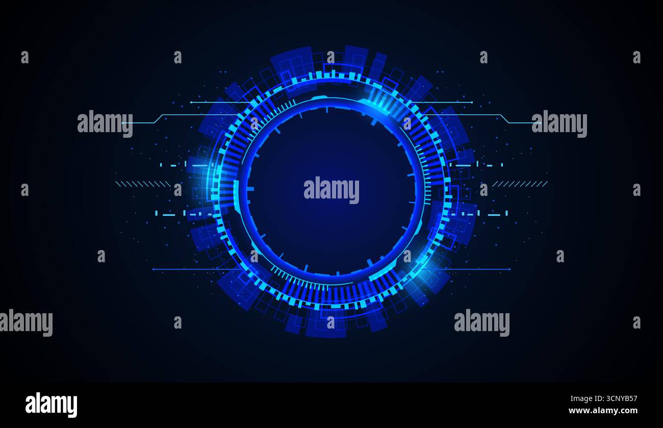 Futuristico cerchio digitale blu per design tecnologici innovativi Illustrazione Vettoriale