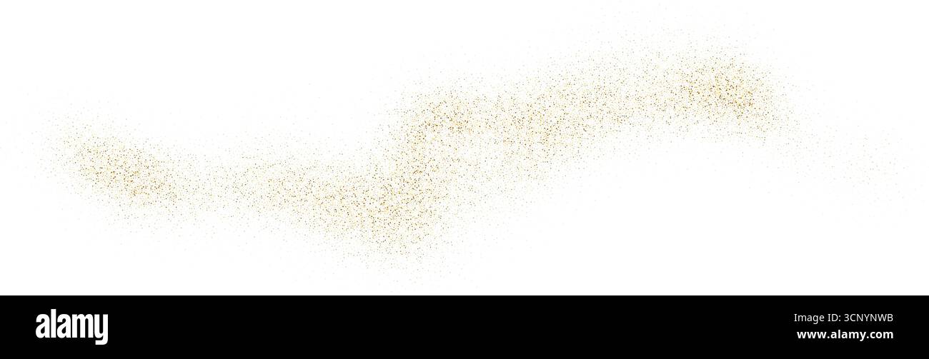 Coriandoli di particelle dorate brillano le onde. Esplosioni di polvere d'oro con particelle di glitter. Decorazioni natalizie per feste di carnevale, eventi Illustrazione Vettoriale