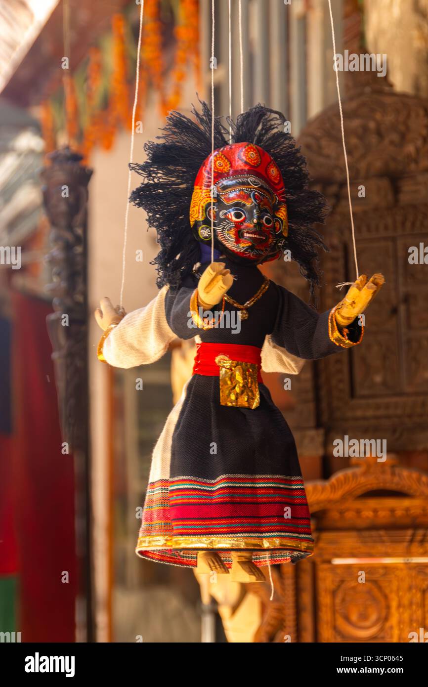 Spettacolo di marionette culturali tradizionali nepalesi Foto Stock