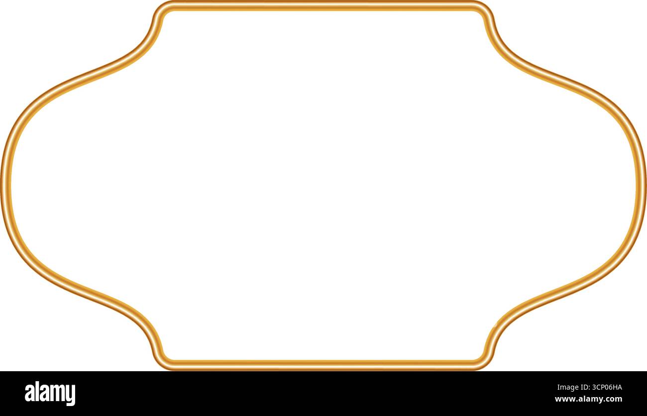 Finestra indiana in oro, sigillo orientale, timbro, elemento decorativo arabo. Elegante cornice 3d dorata. Elegante confine per premi, certificato Illustrazione Vettoriale