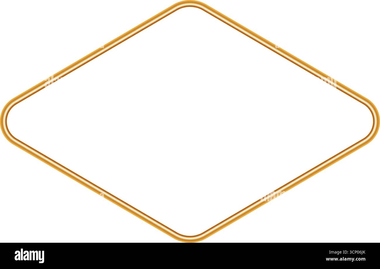 Cornice geometrica con decorazioni dorate. Bordo 3d lucido dorato, mockup realistico per cornice fotografica, finestra. Illustrazione vettoriale per i certificati Illustrazione Vettoriale