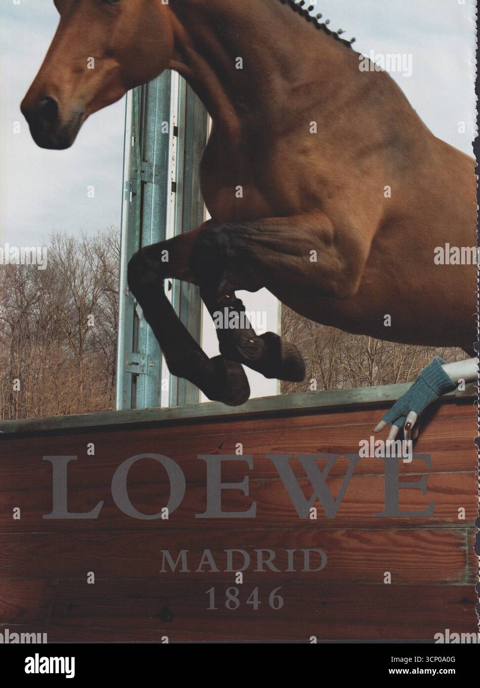 Poster pubblicitario casa di moda Loewe su rivista cartacea del 2008, pubblicità, pubblicità creativa Loewe 2000s Foto Stock