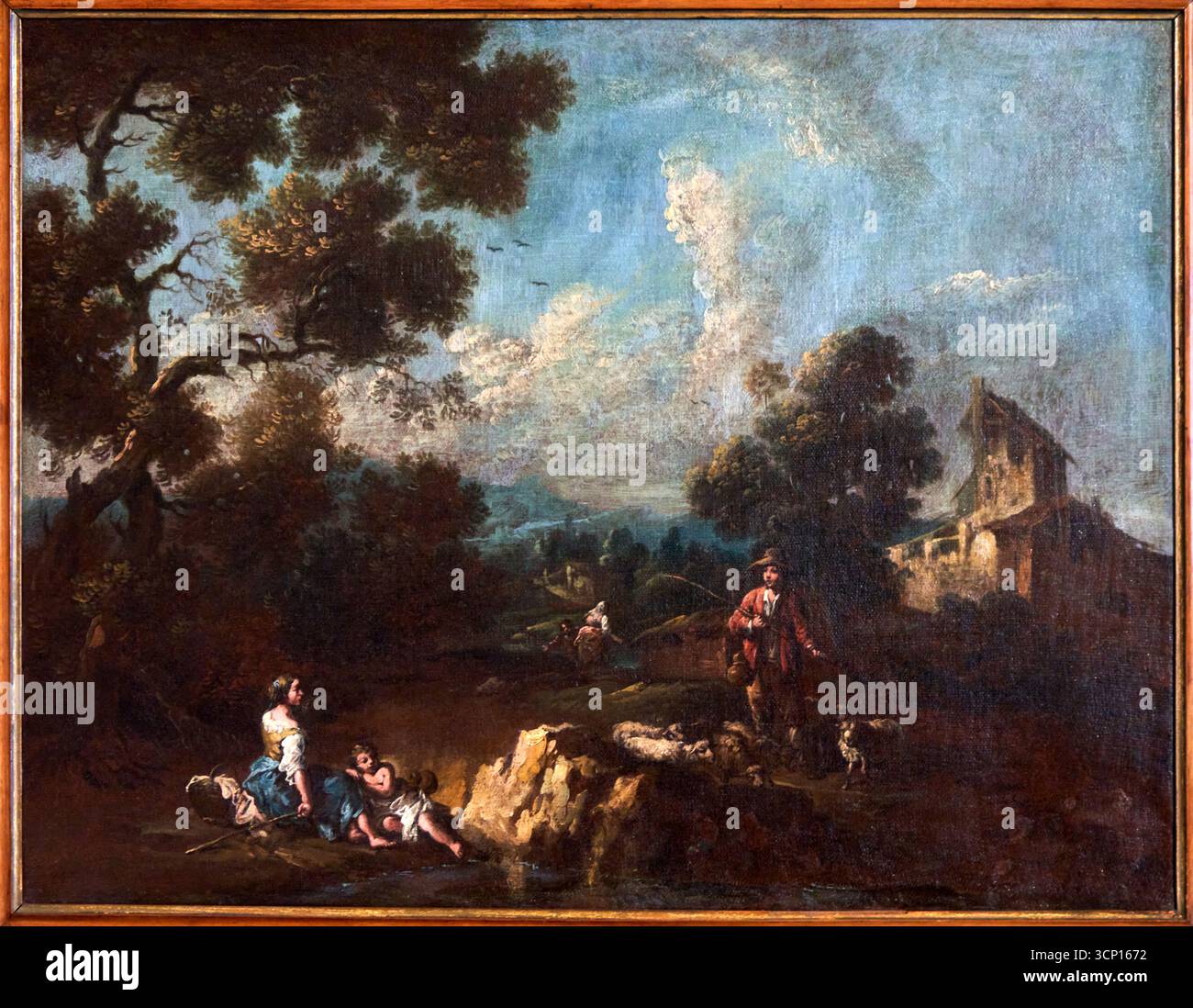 Giuseppe Zais (forno di Canale d'Agordo, 1709 - Treviso, 1784), paesaggio con pastore, Ca' Rezzonico, museo della Venezia settecentesca, Venezia, Veneto, Foto Stock
