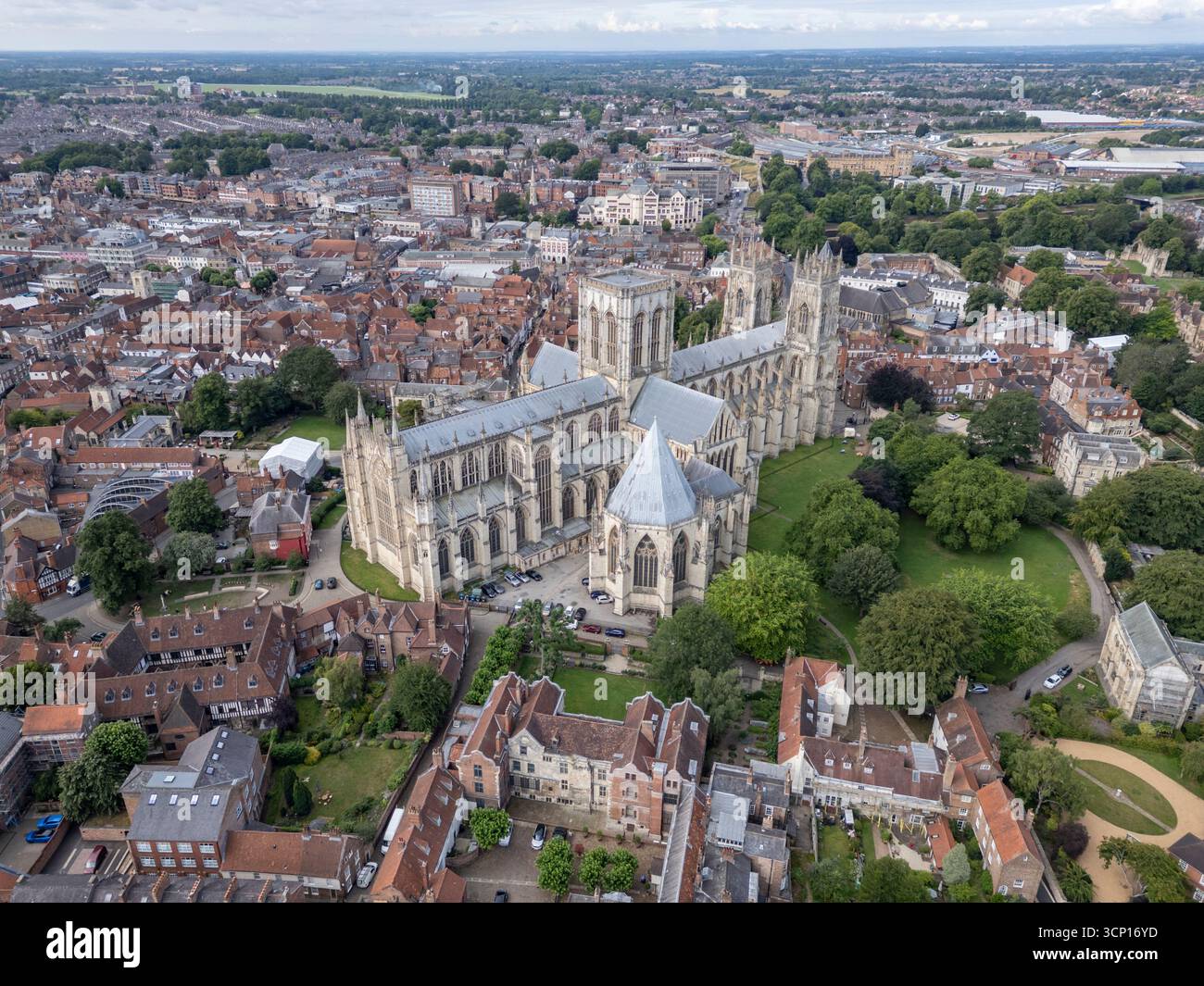 Veduta aerea di York Minster, Deangate, York, North Yorkshire, Inghilterra. Foto Stock