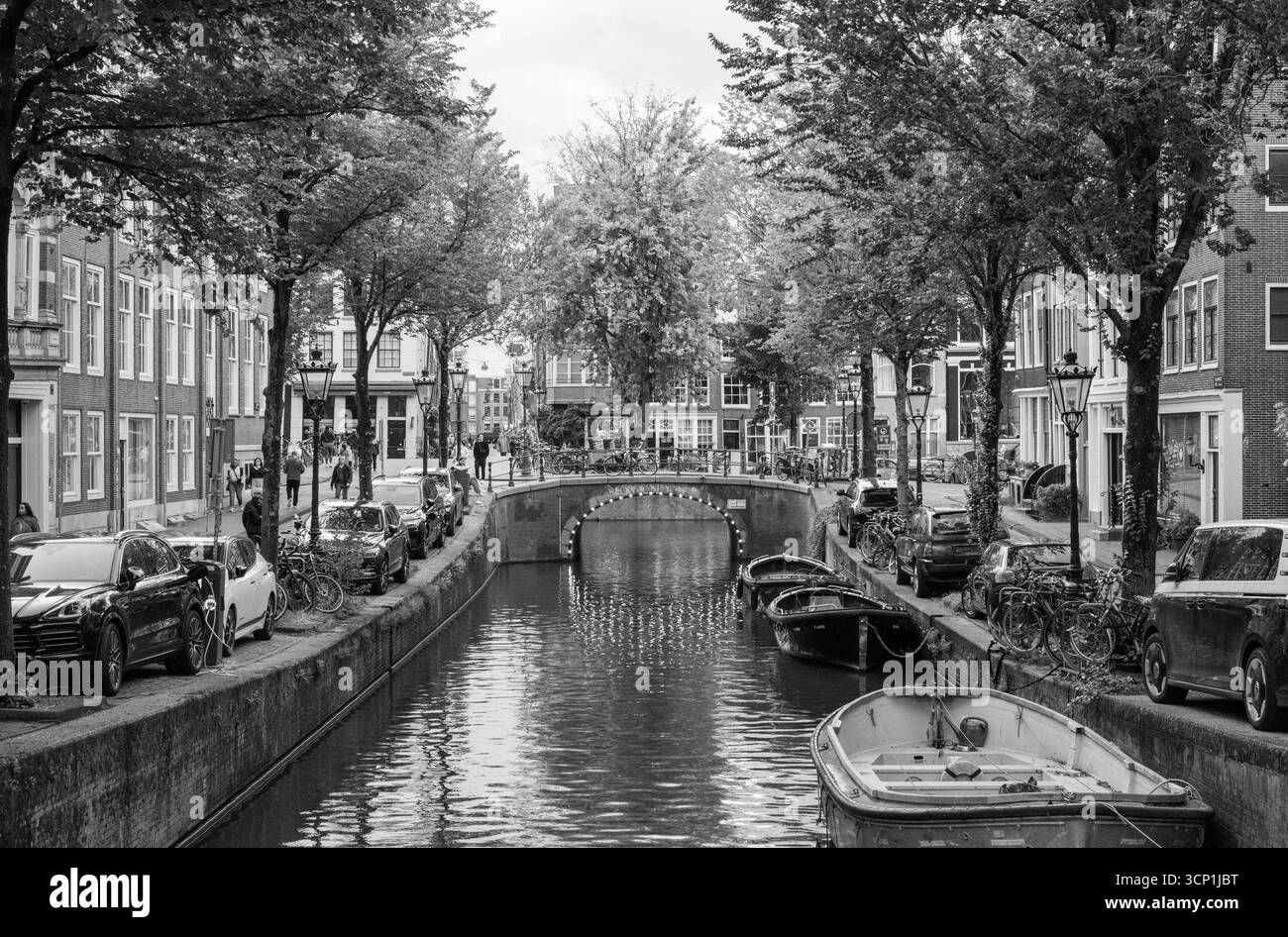 Tipiche case cittadine olandesi tradizionali, storiche, caratterizzate e strette di fronte al canale di Amsterdam, Paesi Bassi, costruite durante il secolo d'oro. Foto Stock