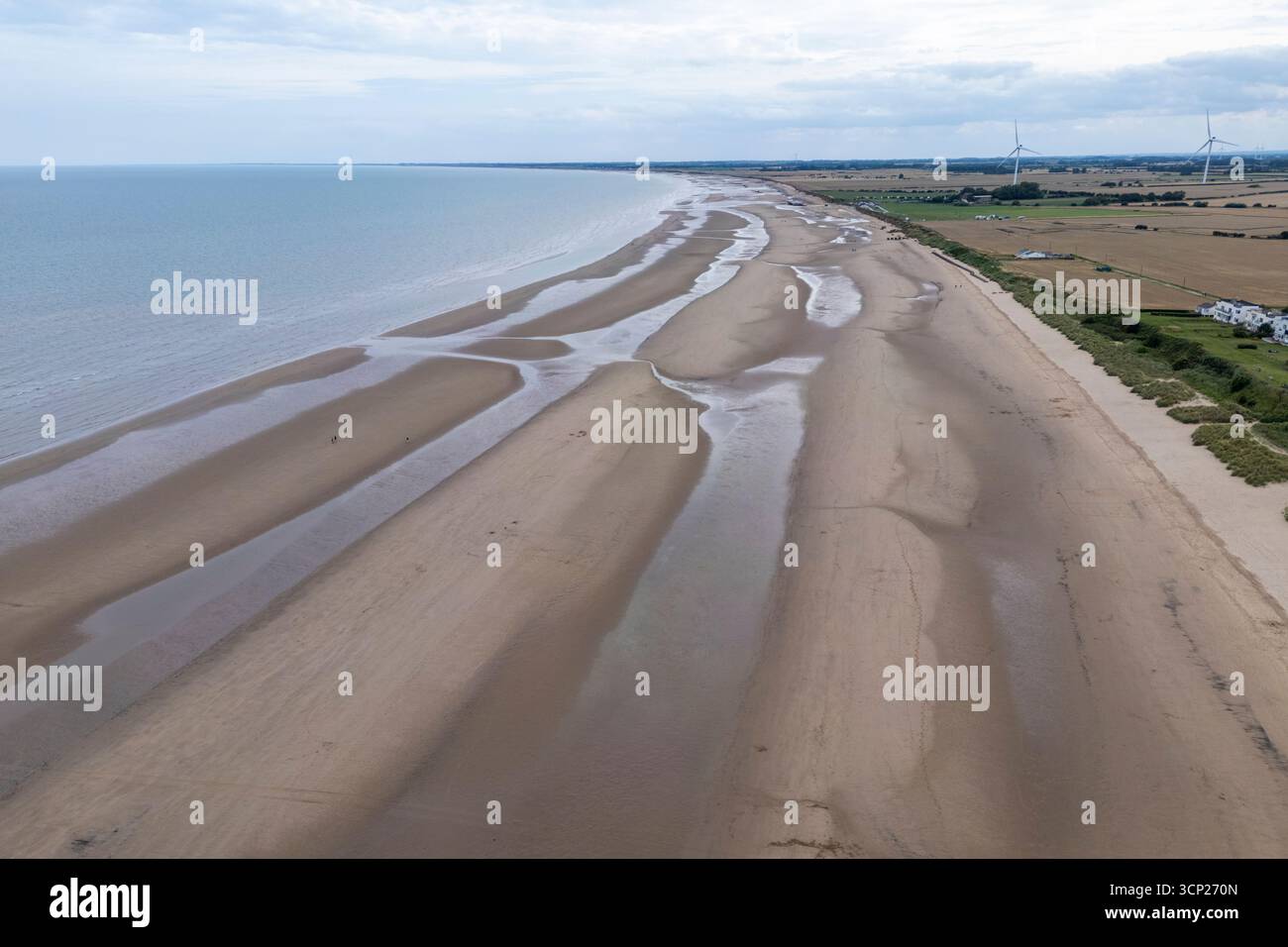 Vista aerea di Bridlington South Beach (guardando a circa sud), East Riding of Yorkshire, Regno Unito. Foto Stock