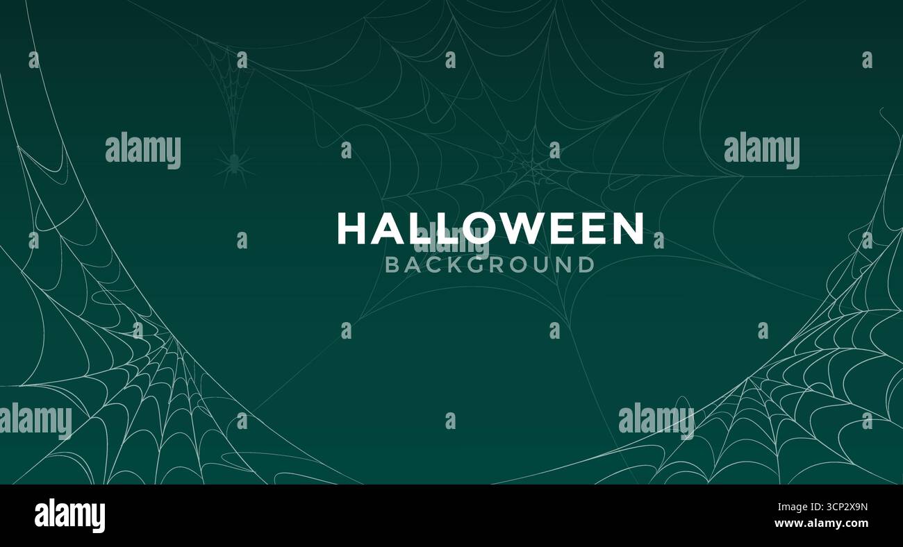 Sfondo Halloween verde scuro con Spider Web Pattern, modello vettoriale per Holiday Design Illustrazione Vettoriale