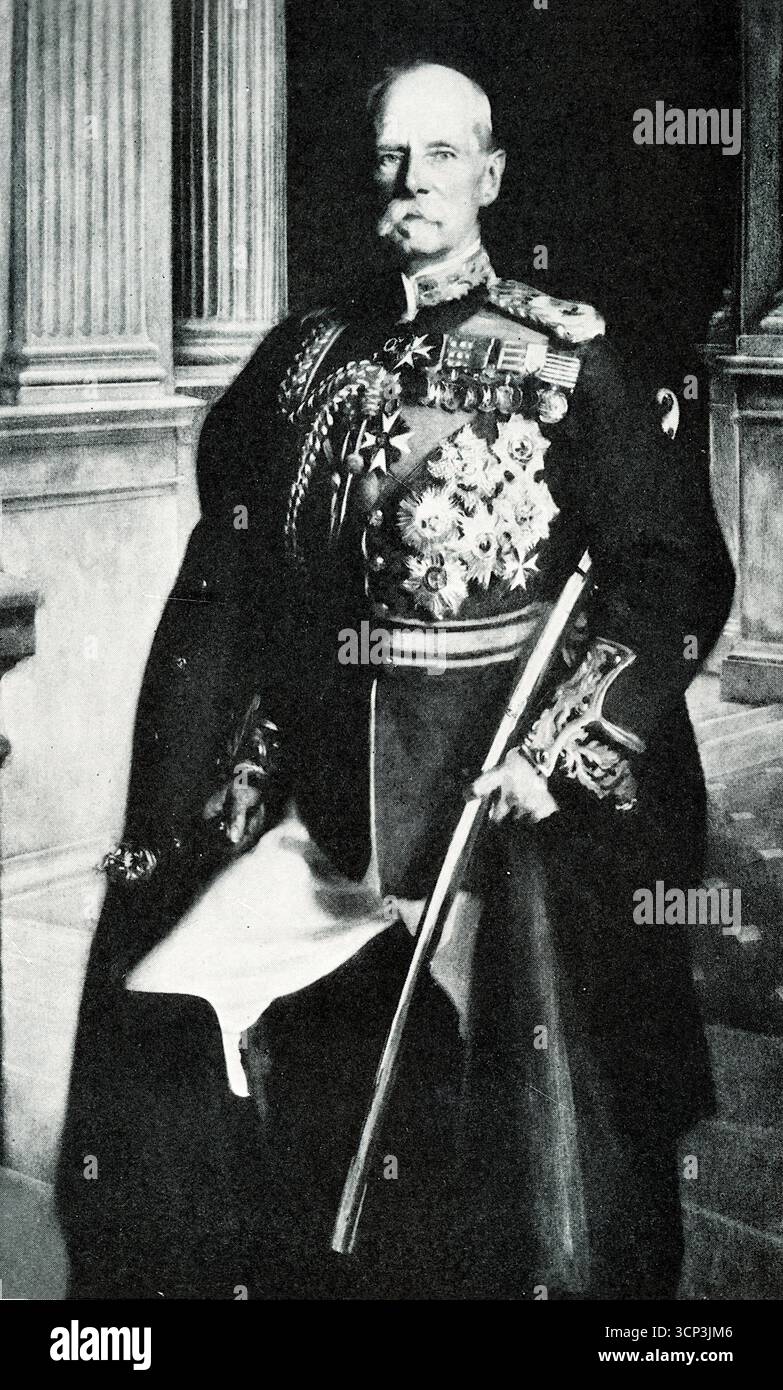 Un ritratto dipinto del feldmaresciallo Lord Roberts in uniforme completa con insegne e medaglie. Da una fotografia stampata originariamente pubblicata da William Heinemann nel libro del 1926 "Scouting on two Continents". Foto Stock