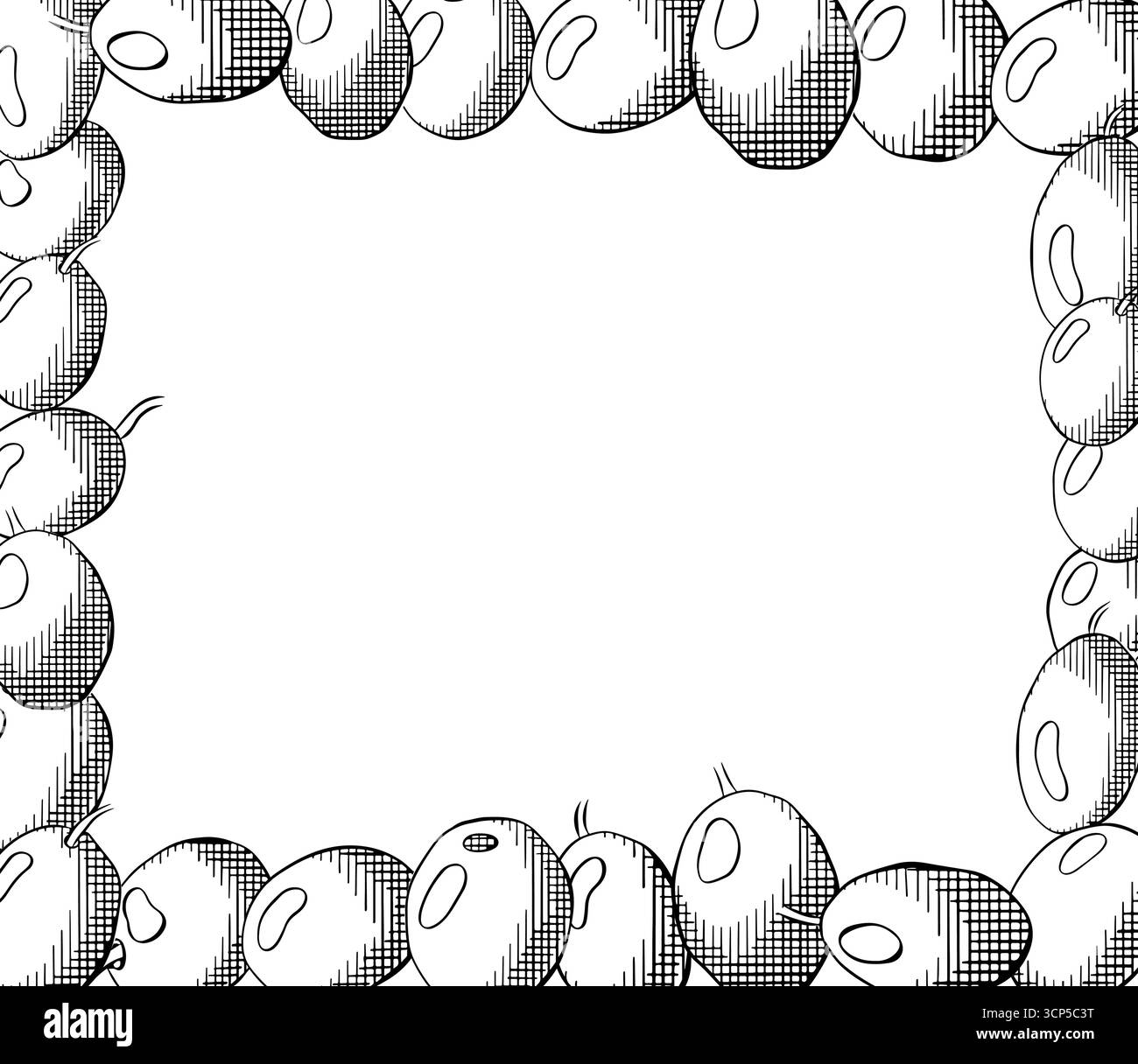 Modello cornice rettangolare color verde oliva. Illustrazione in bianco e nero con inchiostro a linee grafiche vettoriali. Firma silhouette per logo, stampa, fumetti, moda, po Illustrazione Vettoriale