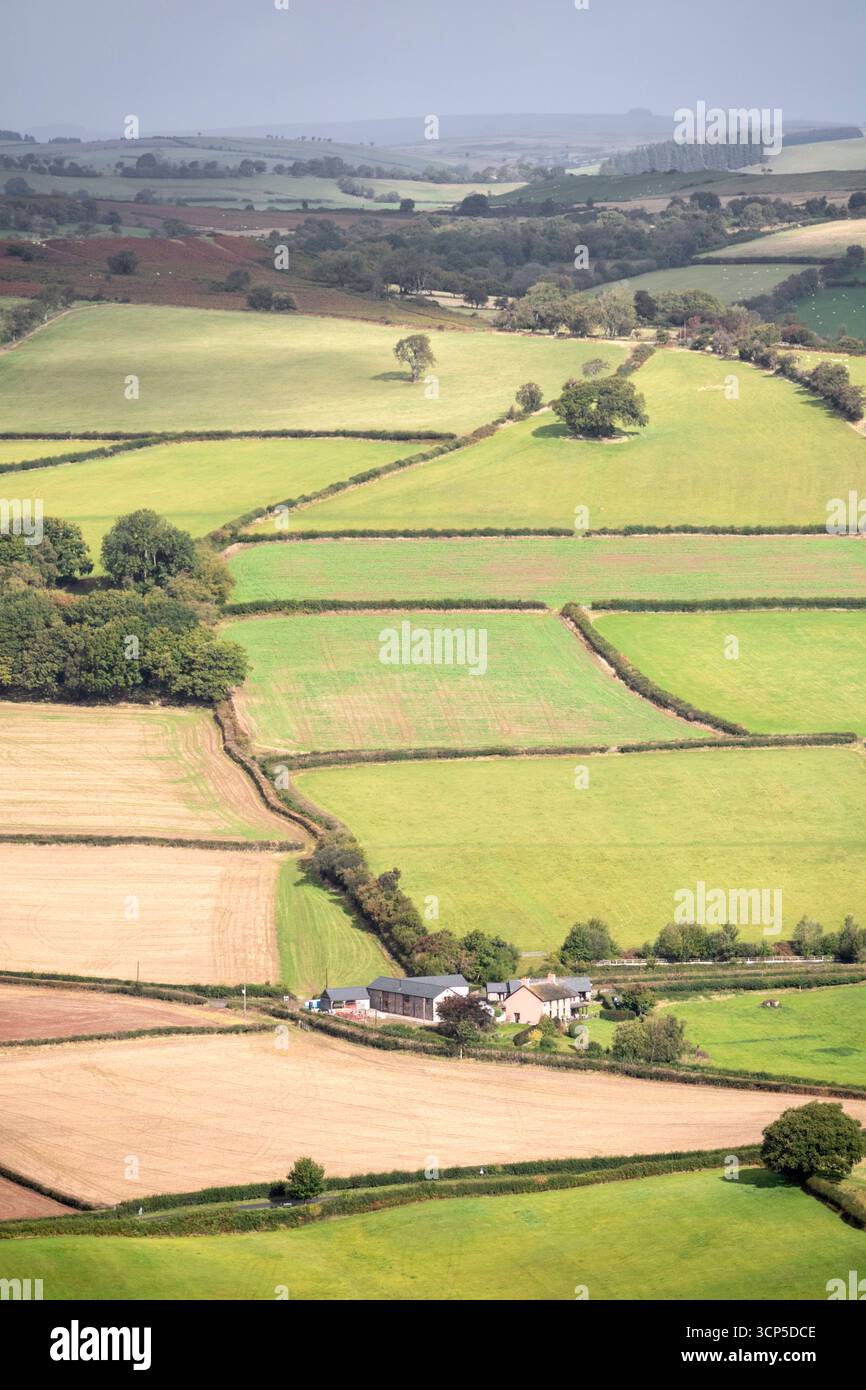 Paese di confine gallese/inglese un mosaico di campi, Gran Bretagna, Regno Unito Foto Stock