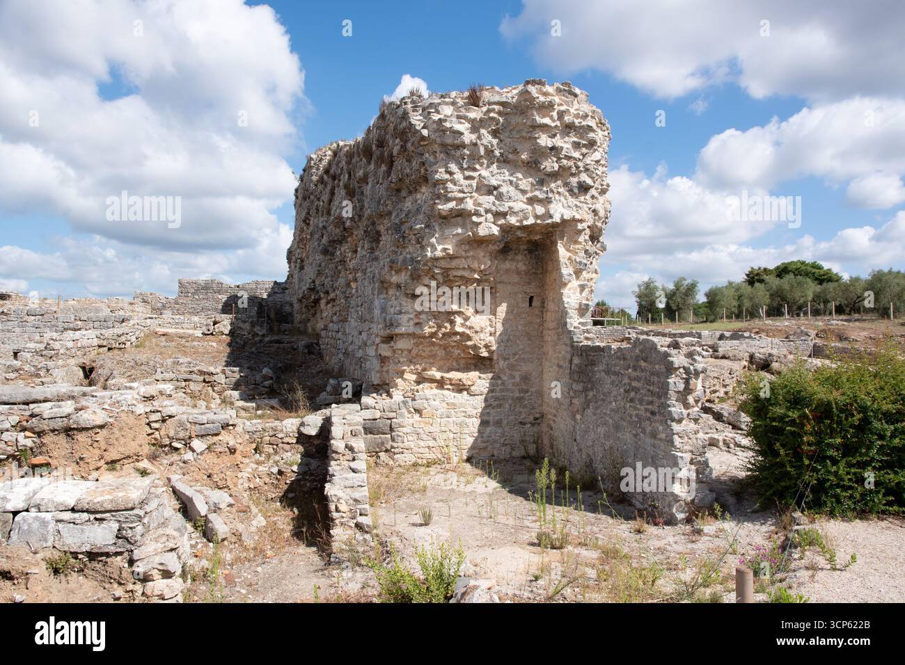 Il muro difensivo Conímbriga delle rovine romane del Portogallo Foto Stock