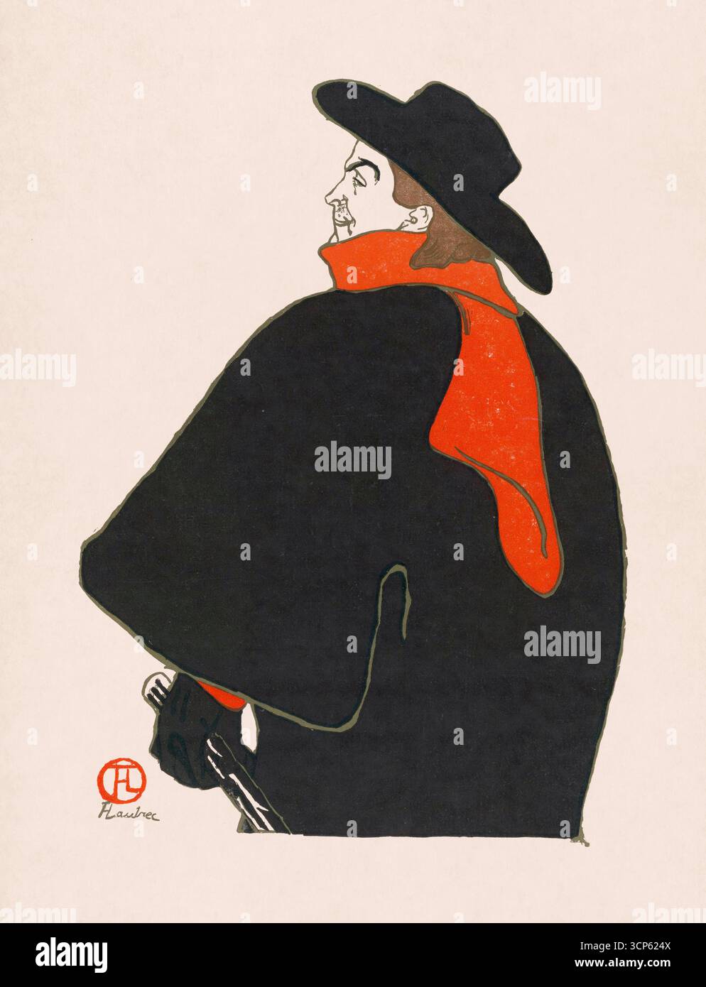 Ritratto del cantante di cabaret francese, comico e proprietario di un nightclub Aristide Bruant di Henri de Toulouse-Lautrec. Foto Stock