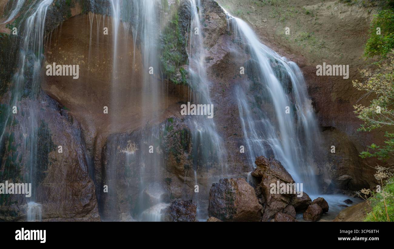 Dettaglio cascata - Smith Falls Sate Park nel Nebraska, fine estate Foto Stock