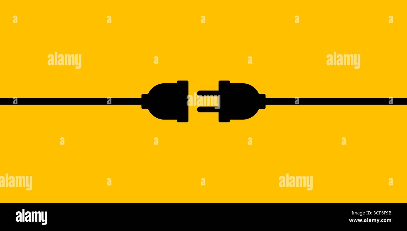 Tappo. Spina e presa elettrica. Illustrazione vettoriale. Concetto di connessione e disconnessione. Illustrazione Vettoriale
