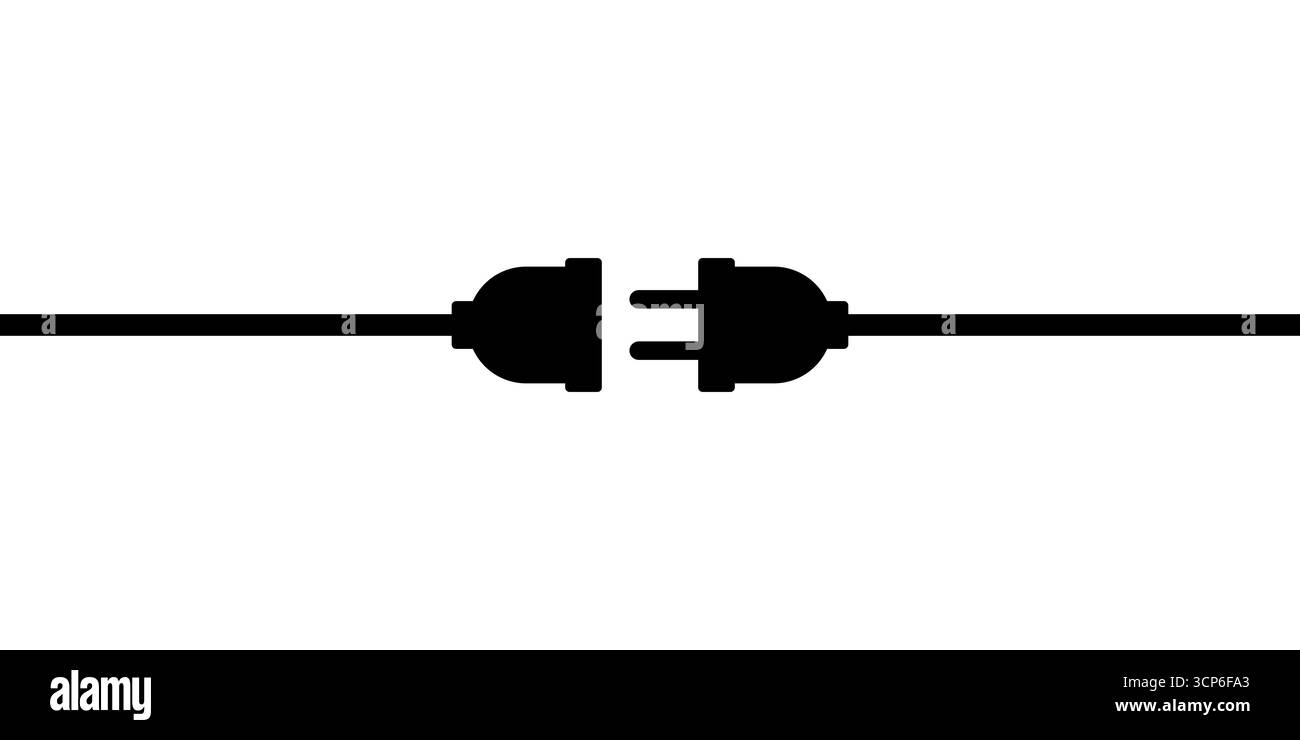 Tappo. Spina e presa elettrica. Illustrazione vettoriale. Concetto di connessione e disconnessione. Illustrazione Vettoriale