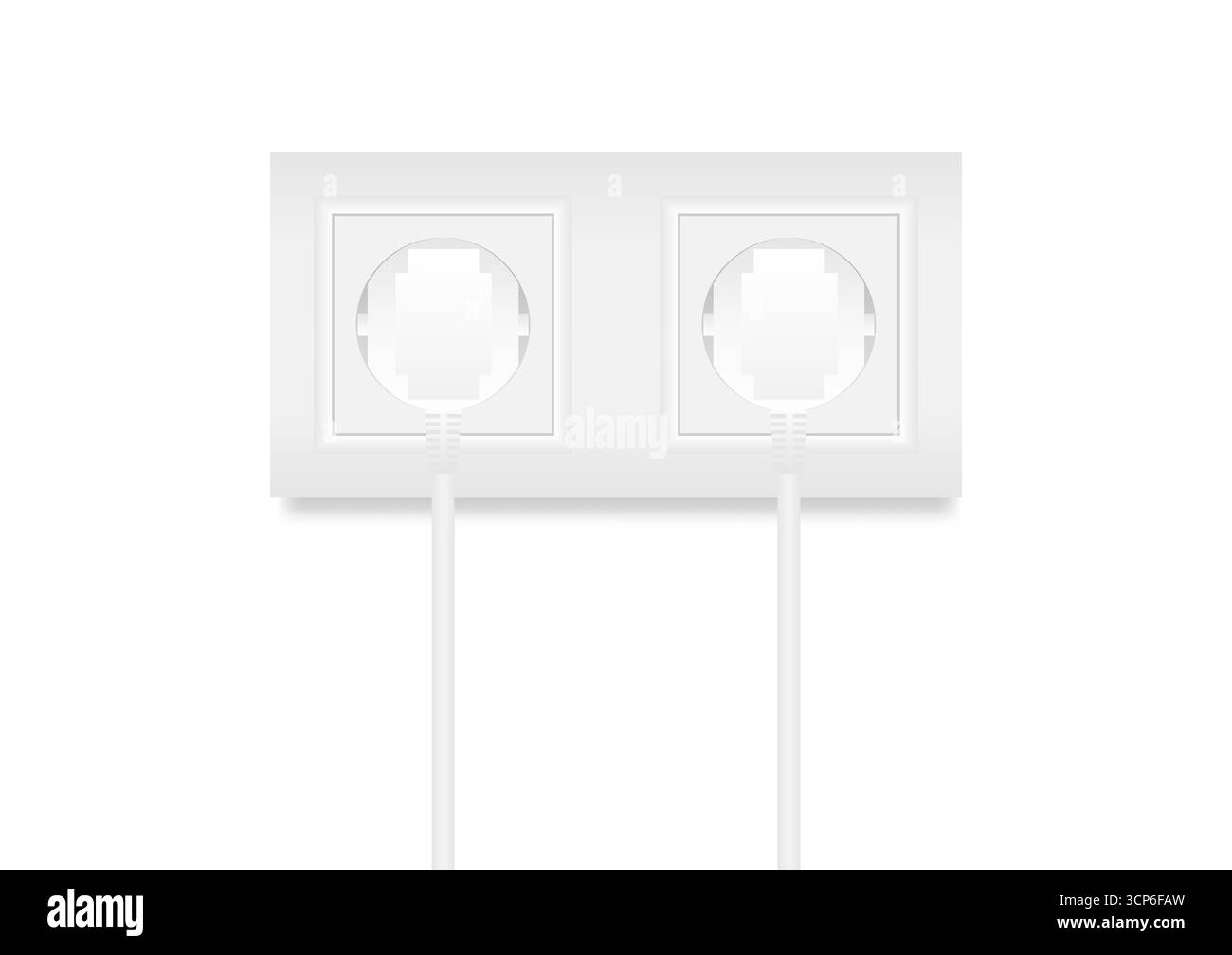 Presa elettrica e spina. Concetto di risparmio energetico ed elettrico. Illustrazione vettoriale. Illustrazione Vettoriale