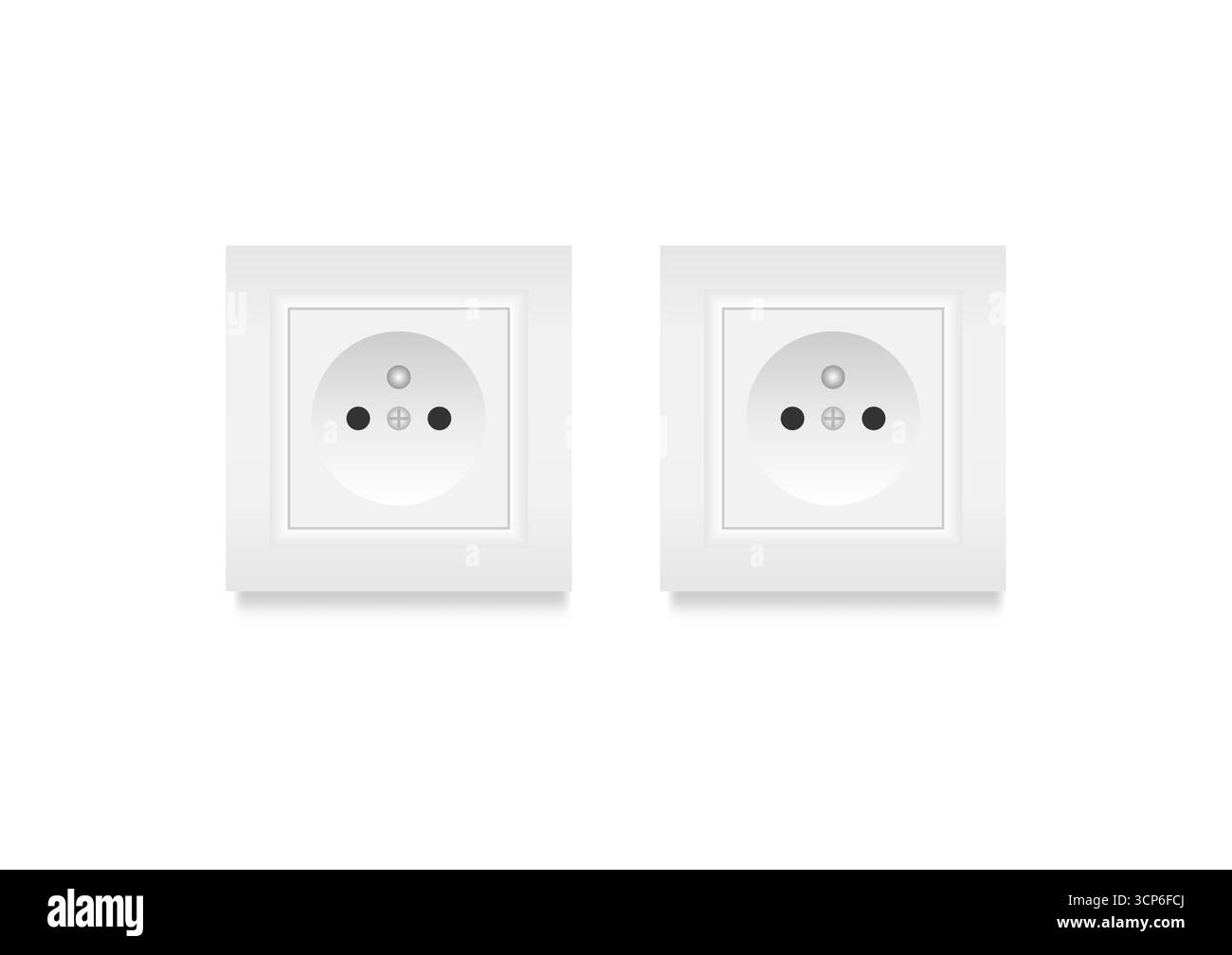 Presa elettrica a muro. Concetto di risparmio energetico ed elettrico. Illustrazione vettoriale. Illustrazione Vettoriale