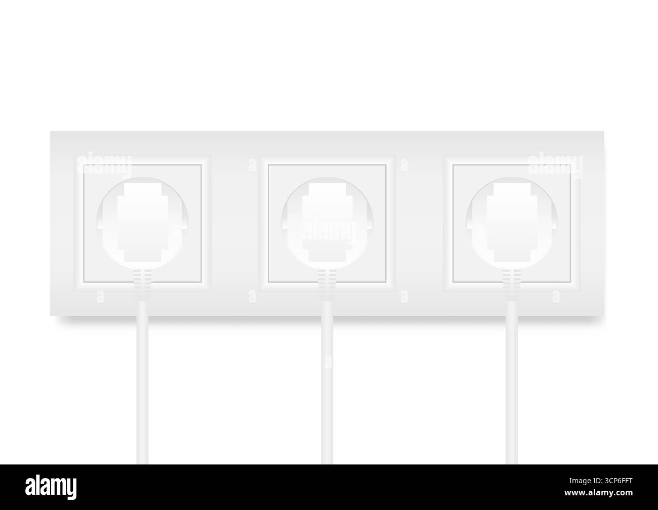 Presa elettrica e spina. Concetto di risparmio energetico ed elettrico. Illustrazione vettoriale. Illustrazione Vettoriale