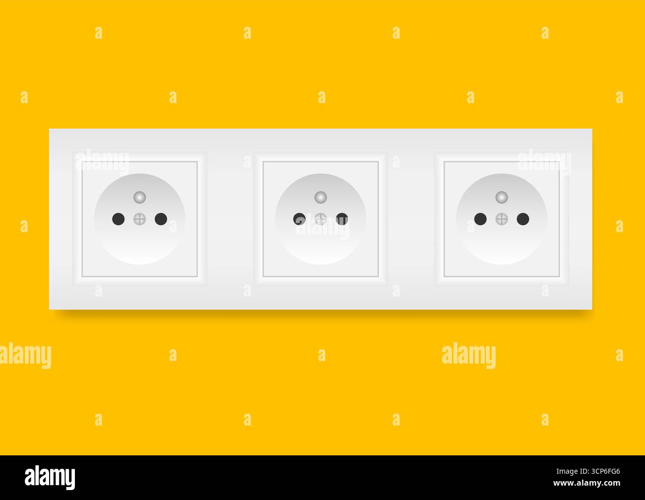 Presa elettrica a muro. Concetto di risparmio energetico ed elettrico. Illustrazione vettoriale. Illustrazione Vettoriale