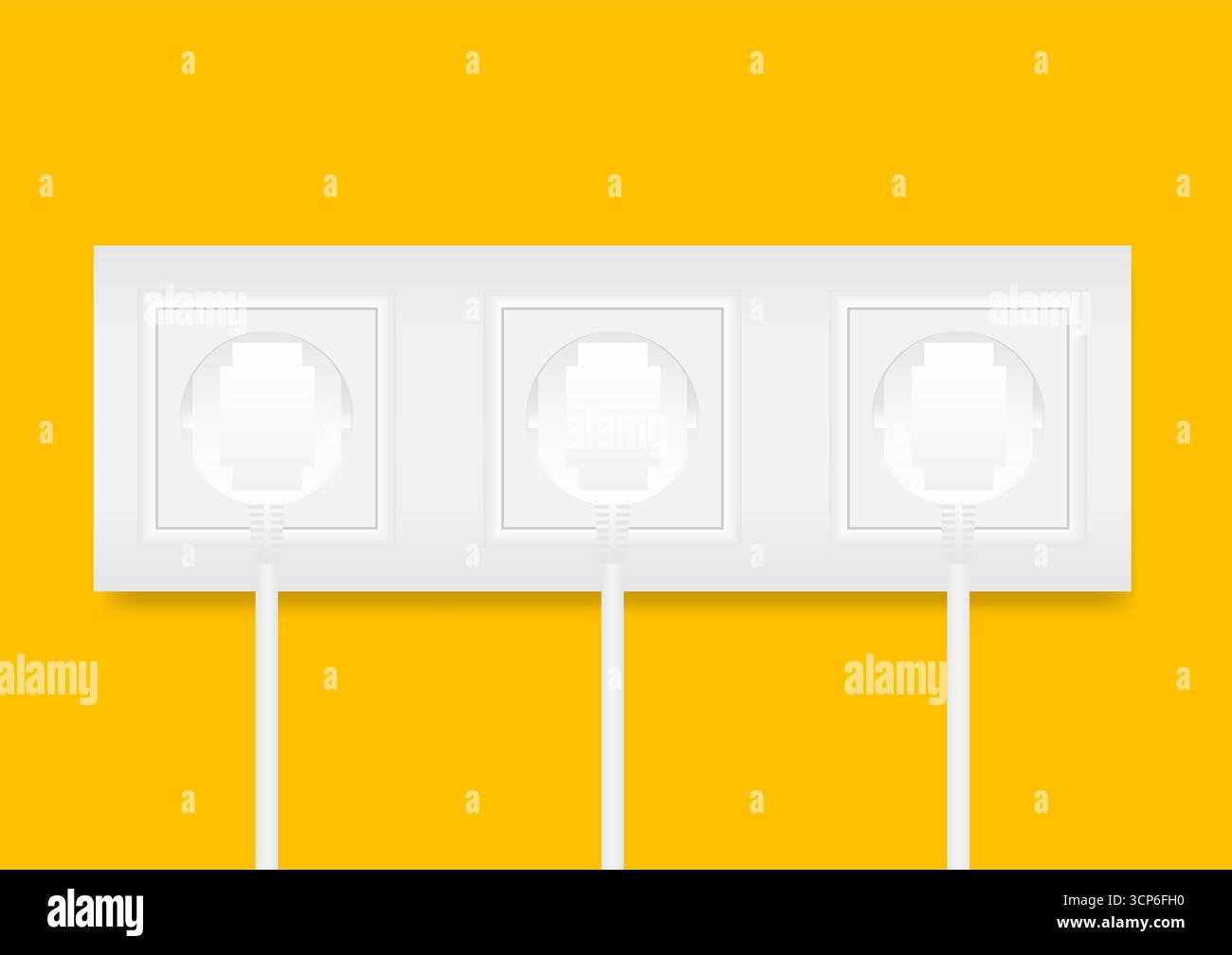 Presa elettrica e spina. Concetto di risparmio energetico ed elettrico. Illustrazione vettoriale. Illustrazione Vettoriale