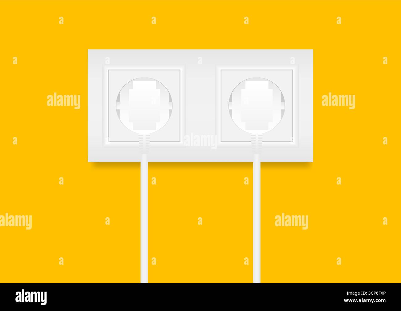 Presa elettrica e spina. Concetto di risparmio energetico ed elettrico. Illustrazione vettoriale. Illustrazione Vettoriale