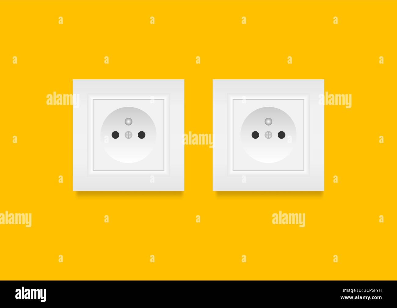 Presa elettrica a muro. Concetto di risparmio energetico ed elettrico. Illustrazione vettoriale. Illustrazione Vettoriale