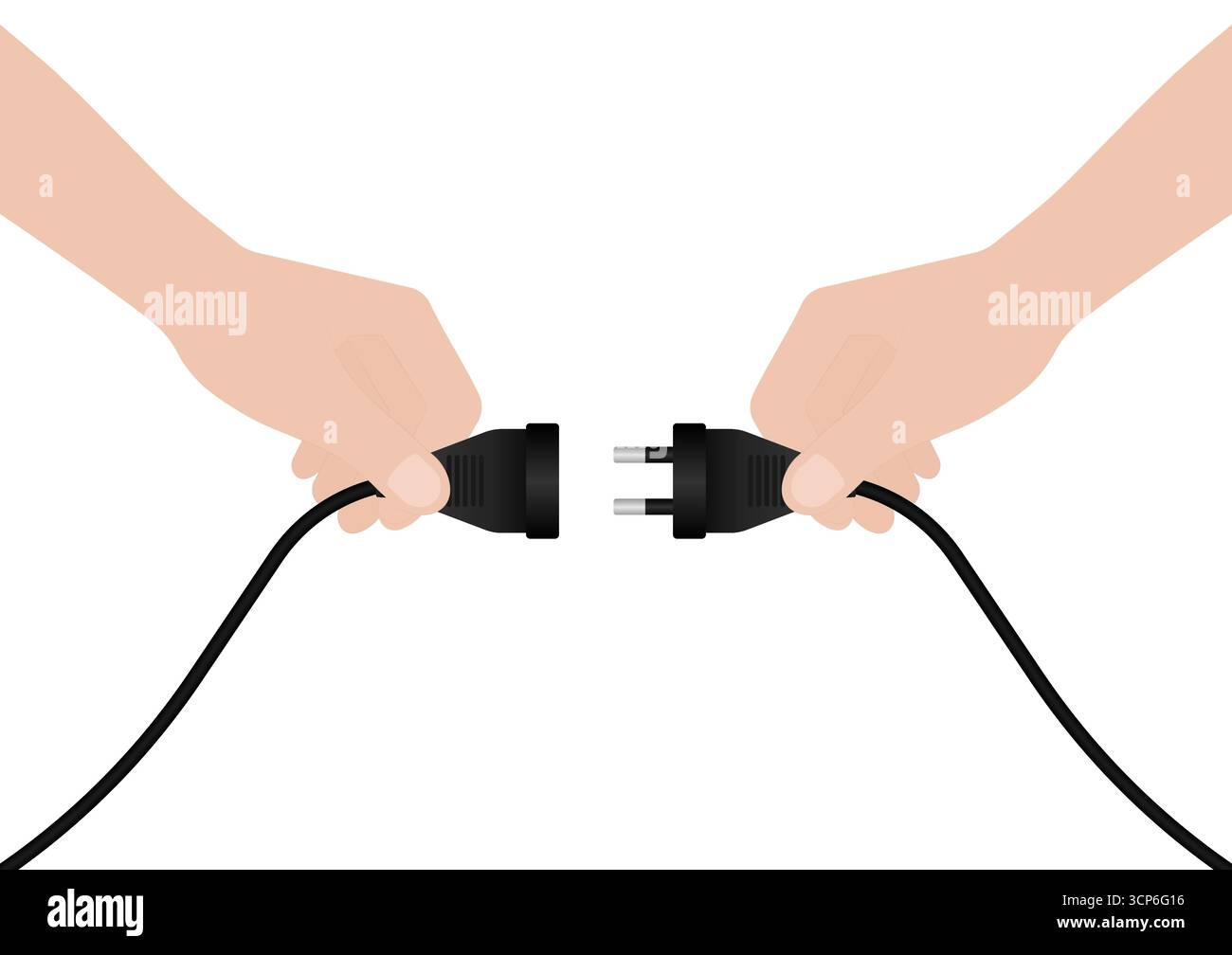 Presa e collegamento della spina elettrica. Illustrazione vettoriale. Illustrazione Vettoriale
