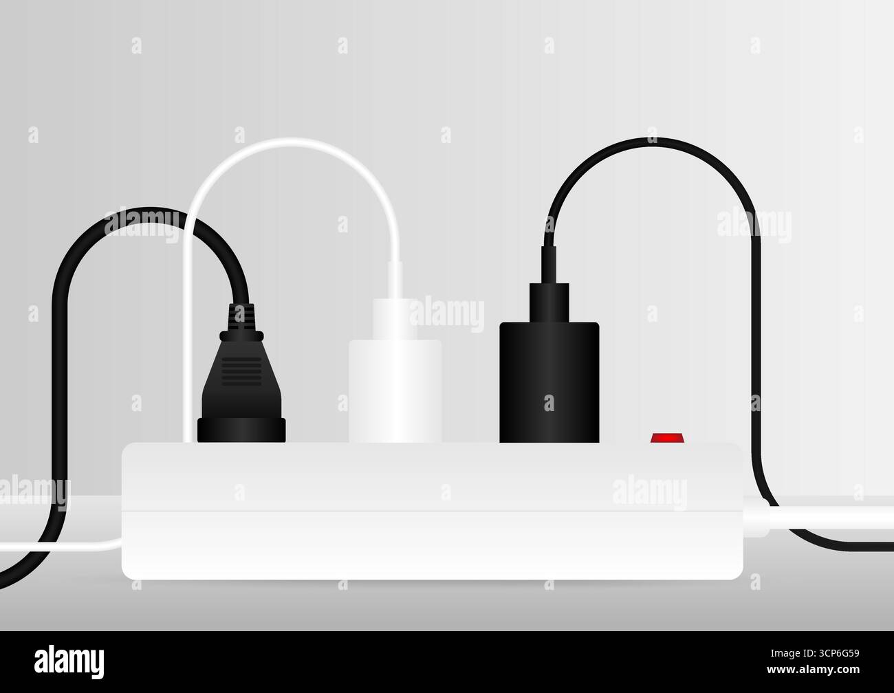 Spine elettriche e presa di corrente. Concetto di risparmio energetico ed elettrico. Illustrazione vettoriale. Illustrazione Vettoriale