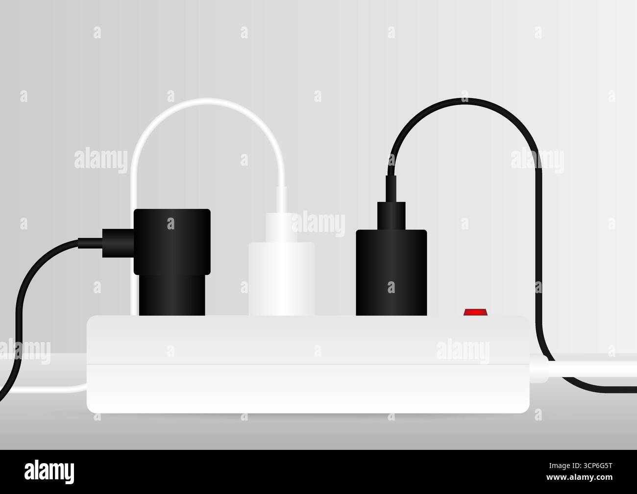 Spine elettriche e presa di corrente. Concetto di risparmio energetico ed elettrico. Illustrazione vettoriale. Illustrazione Vettoriale