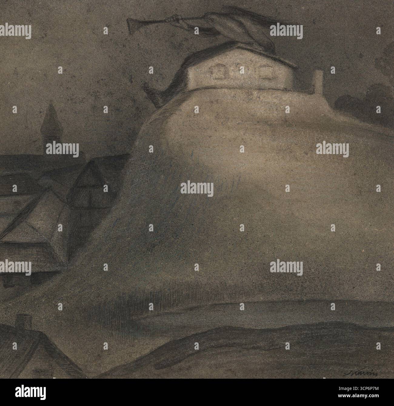 Monster on the Hill (Diavolo con la tromba). Museo: COLLEZIONE PRIVATA. Autore: Alfred Leopold Isidor Kubin. Foto Stock